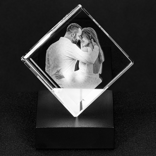 Your Photo Custom Laser Etched Into A High Quality Crystal - Cut-Corner Cube