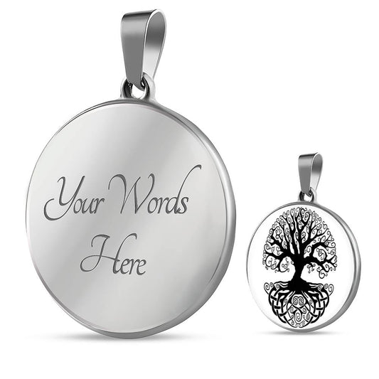 Circle Tree Of Life copy Circle Luxury Necklace - Engraving & Gold Options!