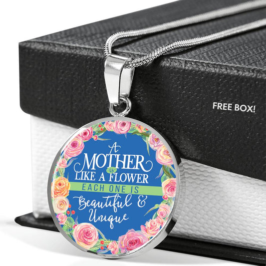 Mother Unique Flower Circle Luxury Necklace - Engraving & Gold Options!
