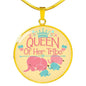 Mom- Queen Circle Luxury Necklace - Engraving & Gold Options!