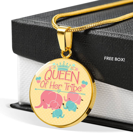 Mom- Queen Circle Luxury Necklace - Engraving & Gold Options!