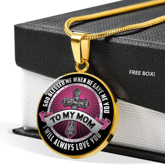 To Mom Circle Luxury Necklace - Engraving & Gold Options!