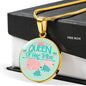 Mom - Queen Aqua Circle Luxury Necklace - Engraving & Gold Options!