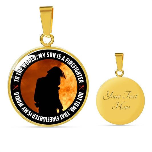 Son Firefighter Circle Luxury Necklace - Engraving & Gold Options!