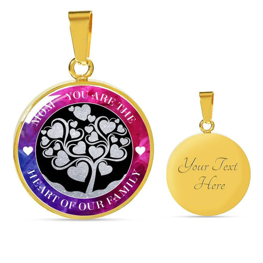 Mom - Heart of Family Circle Luxury Necklace - Engraving & Gold Options!