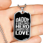 "Dad - Son's Hero - Daughter's Love" Dog Tag And Chain - Engraving & Gold Options!