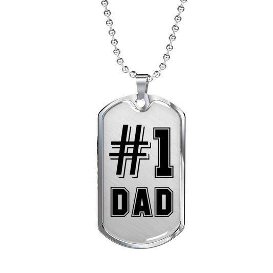 "#1 Dad" - Dog Tag And Chain - Engraving & Gold Options!