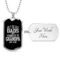 "Best Dads Promoted To Grandpa" Dog Tag And Chain - Engraving & Gold Options!