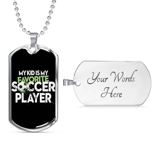 "Kid Soccer Player" Dog Tag And Chain - Engraving & Gold Options!