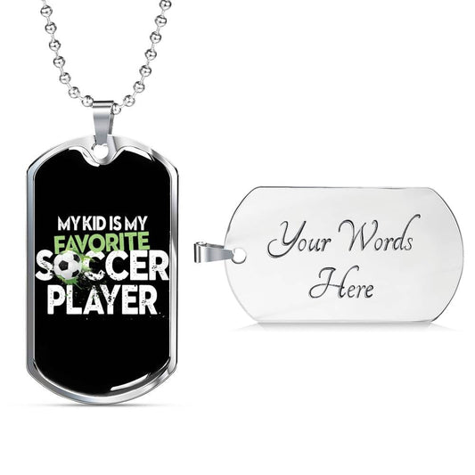 "Kid Soccer Player" Dog Tag And Chain - Engraving & Gold Options!