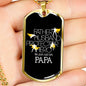 "Father Husband Protector Hero Papa" Dog Tag And Chain - Engraving & Gold Options!