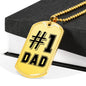 "#1 Dad" - Dog Tag And Chain - Engraving & Gold Options!