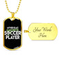 "Kid Soccer Player" Dog Tag And Chain - Engraving & Gold Options!