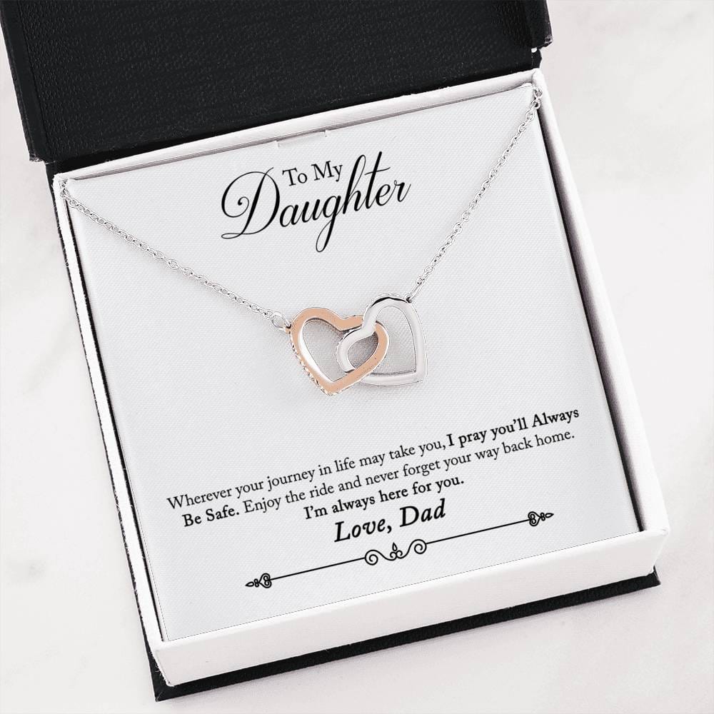 From Dad To Daughter: Be Safe - Interlocking Hearts Pendant Necklace