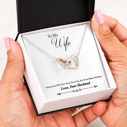 To My Wife - Heart To Heart - Interlocking Hearts Pendant Necklace For Your Wife