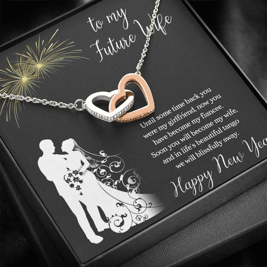 Future Wife - Interlocking Hearts - Lighted Mahogany Style Box Option