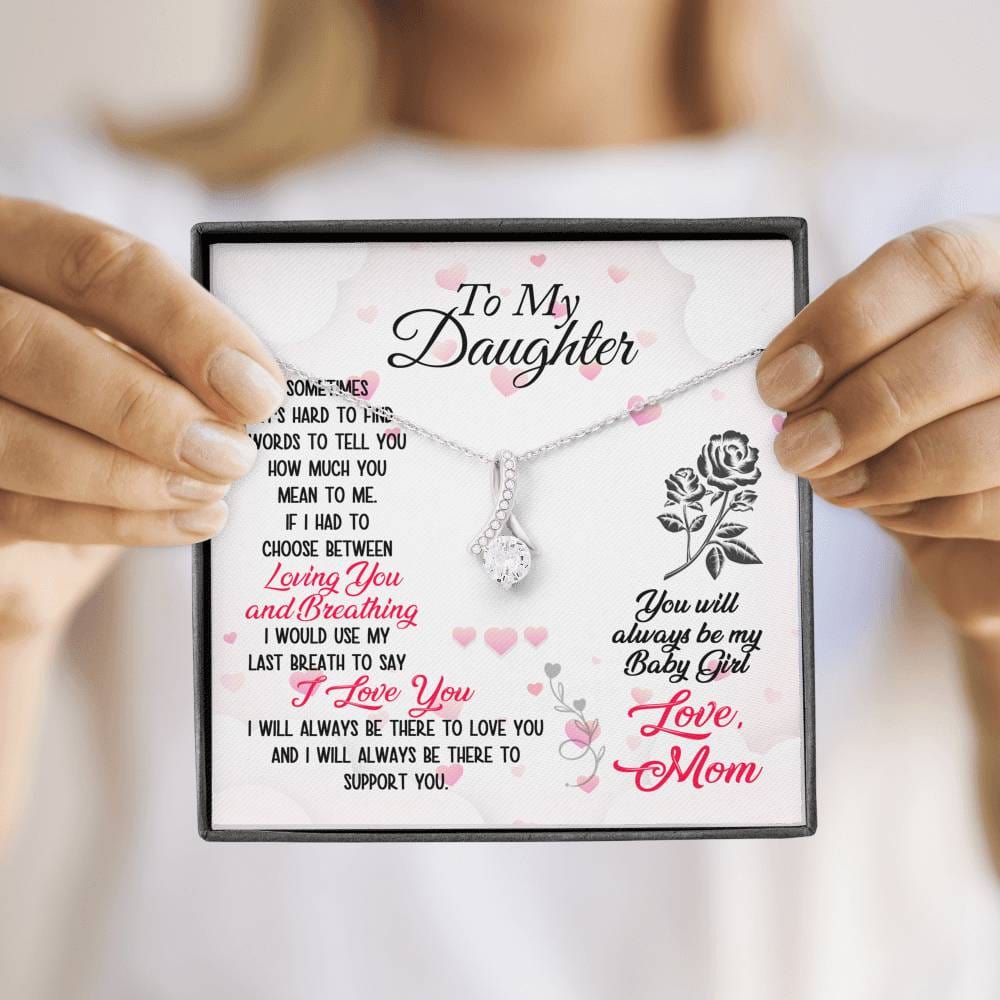 From Mom To Daughter - Alluring Beauty Necklace - Lighted Mahogany Style Box Option!