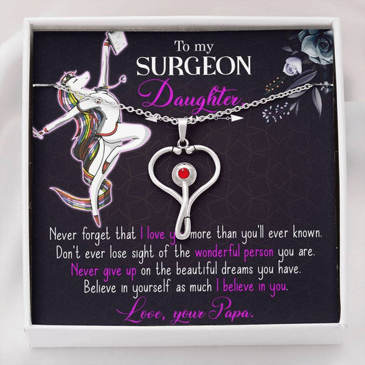 My Surgeon Daughter Stethoscope Necklace -