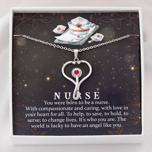 Born To Be A Nurse Stethoscope Necklace -
