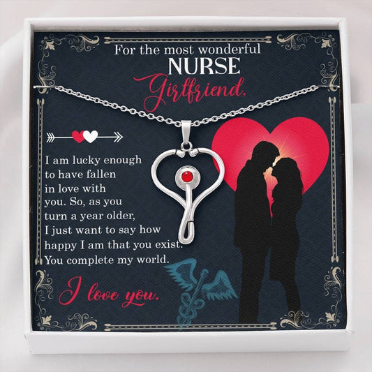 Most Wonderful Nurse Girlfriend Stethoscope Necklace -