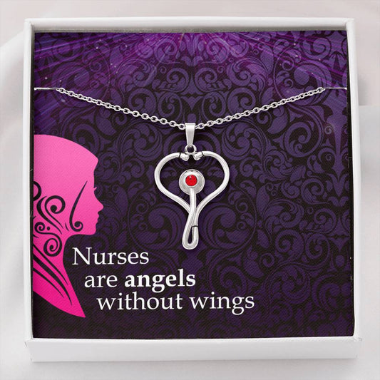 Nurses Are Angels Stethoscope Necklace -