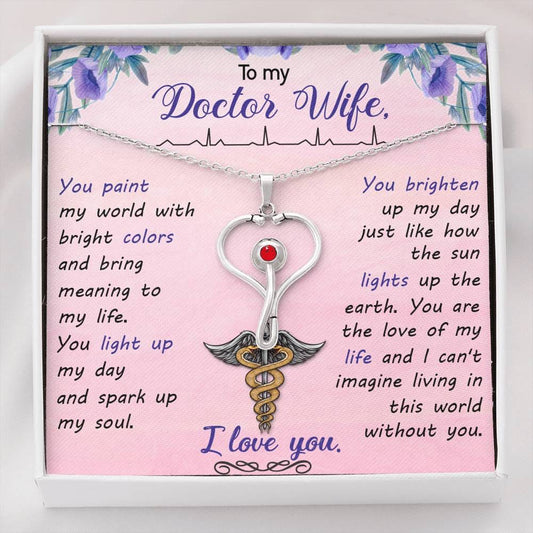 Doctor Wife Paint My World Stethoscope Necklace -