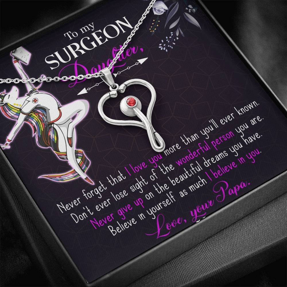 My Surgeon Daughter Stethoscope Necklace -