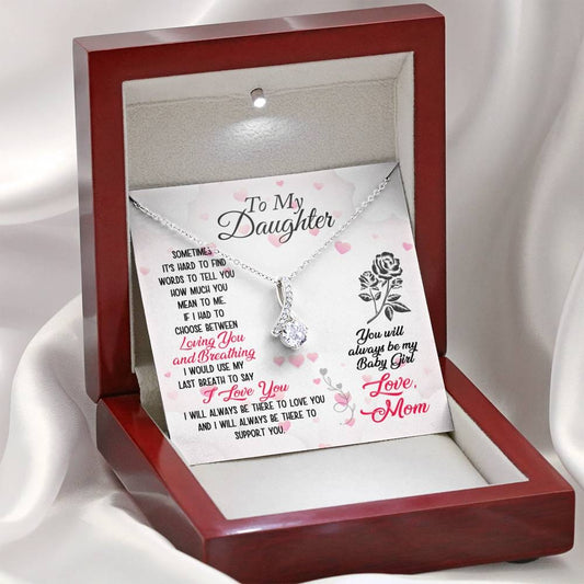 From Mom To Daughter - Alluring Beauty Necklace - Lighted Mahogany Style Box Option!
