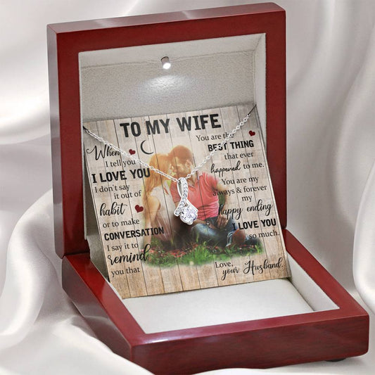 To My Wife - Alluring Beauty Necklace - Lighted Mahogany Style Box Option