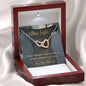 Dear Wife Interlocking Hearts Pendant - Lighted Mahogany Style Box Option!