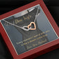 Dear Wife Interlocking Hearts Pendant - Lighted Mahogany Style Box Option!