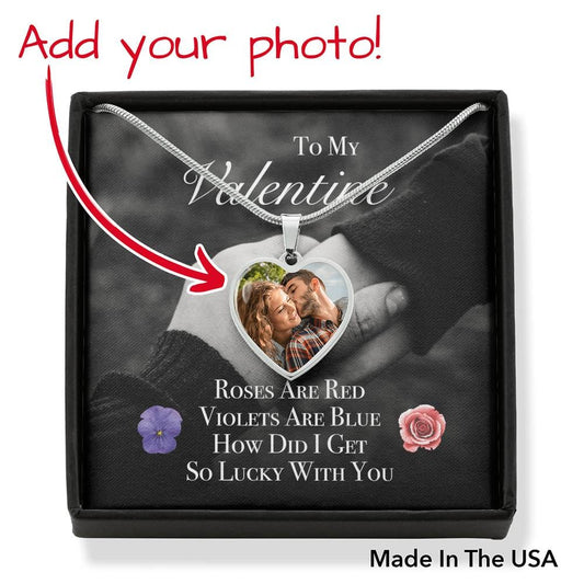 To Valentine - Heart Pendant With Your Photo & Engraving Option