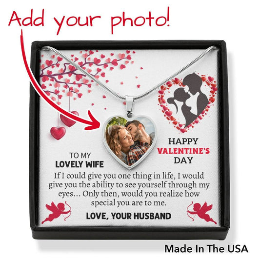 For Wife - Heart Pendant With Your Photo And Engraving Option