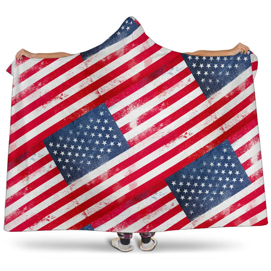 Ultimate American Flag Tiled Hooded Blanket