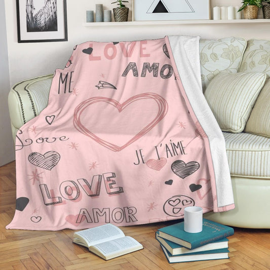 Pink Love Premium Fleece Blanket