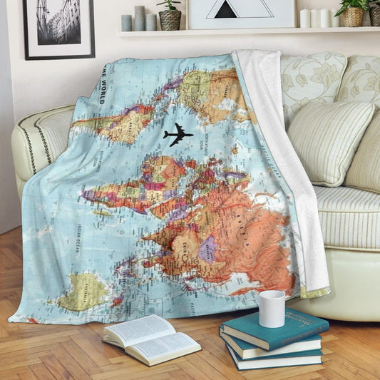 World Map Premium Fleece Blanket
