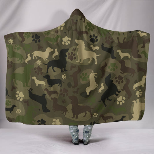 Dachshund Camo Hooded Blanket
