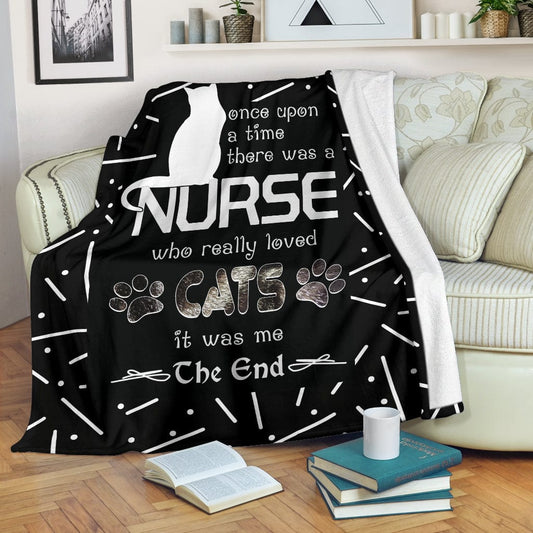Cat Lover Nurse Premium Fleece Blanket