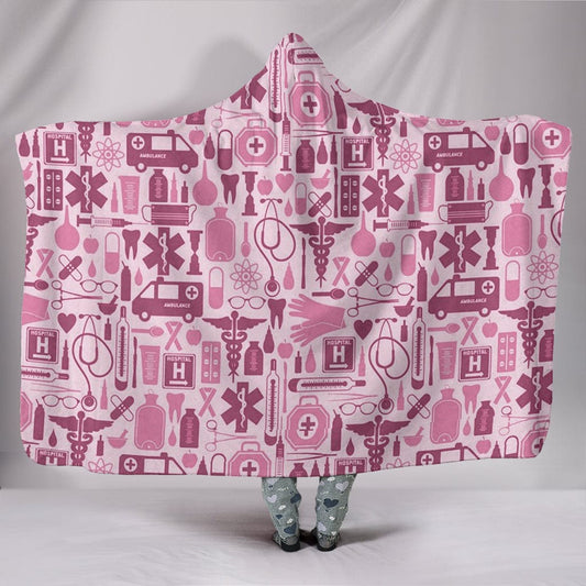 Pink Nurse Tools Hooded Blanket