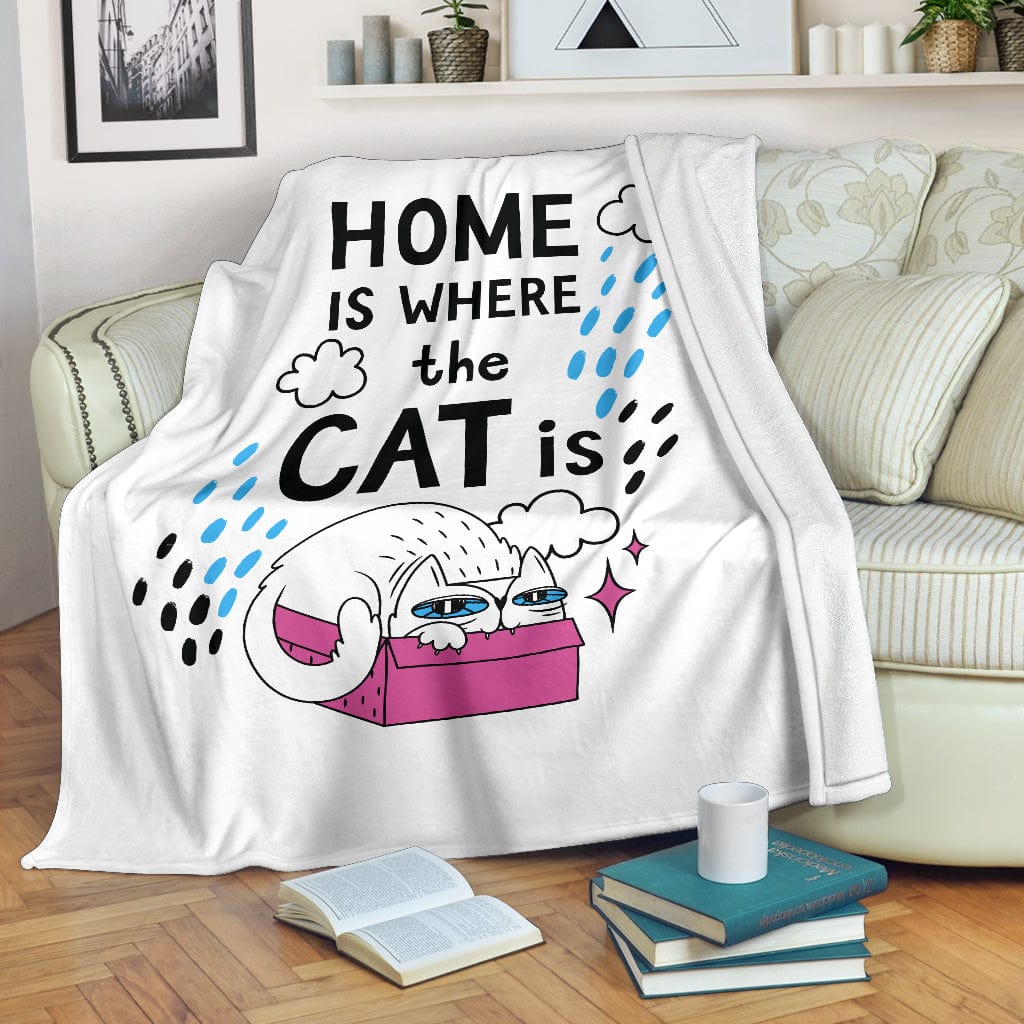 Home Cat Premium Fleece Blanket