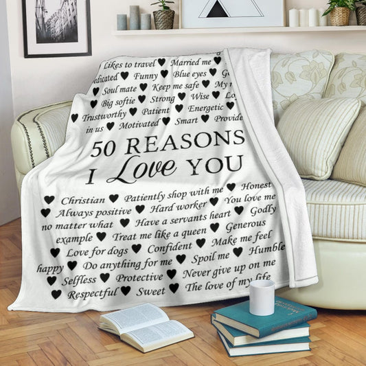 To Husband 50 Reasons  Premium Fleece Blanket