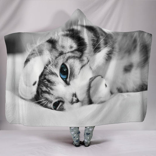Cat Lovers Plush Lined Wearable Hooded Blanket