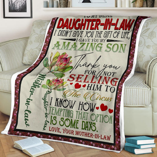 Dear Daughter In Law Premium Fleece Blanket
