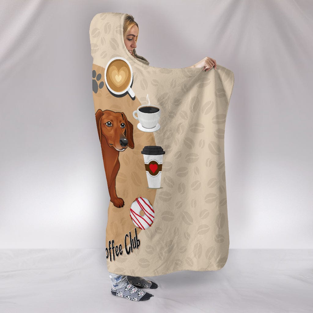 Dachshund Lovers Coffee Club Hooded Blanket