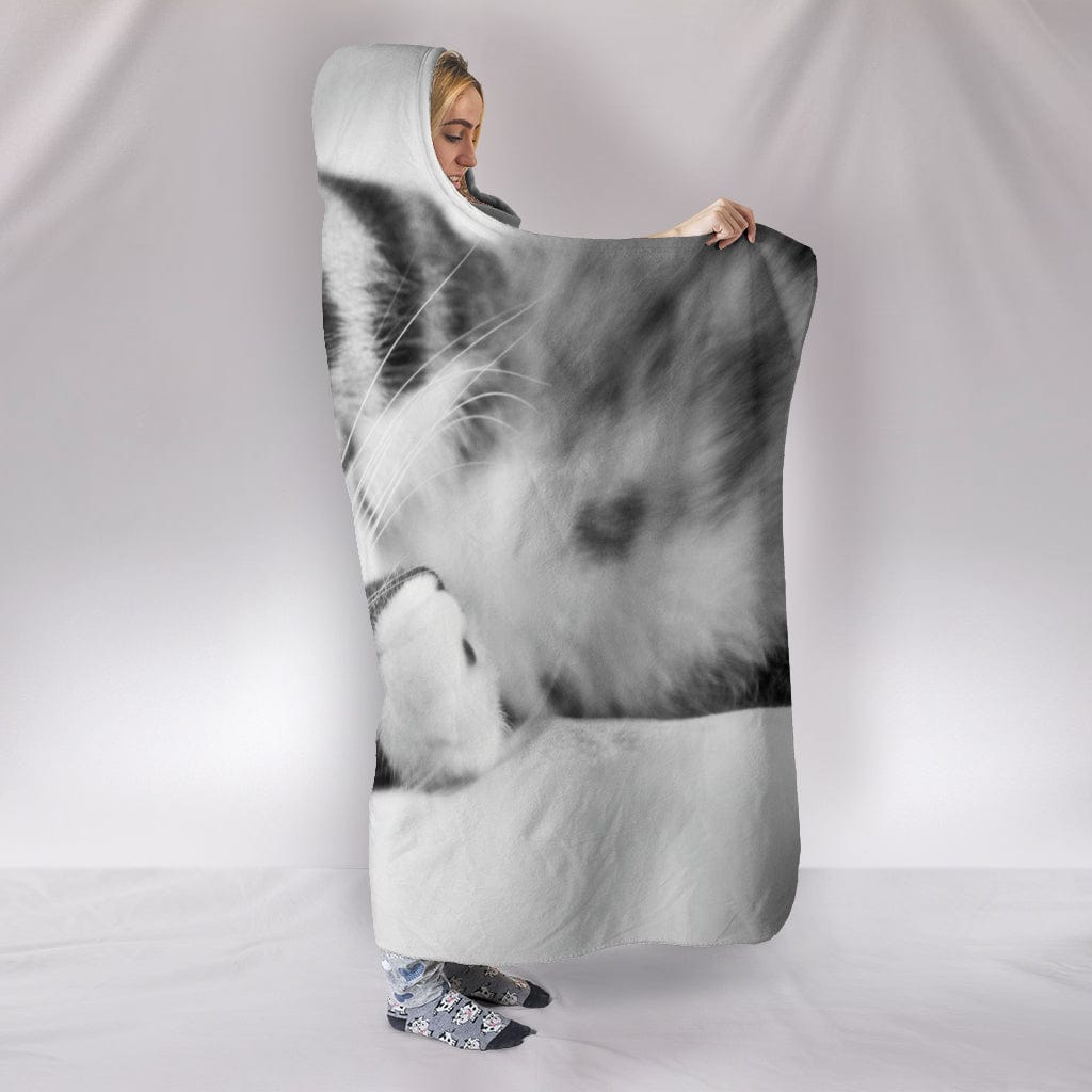 Cat Lovers Plush Lined Wearable Hooded Blanket