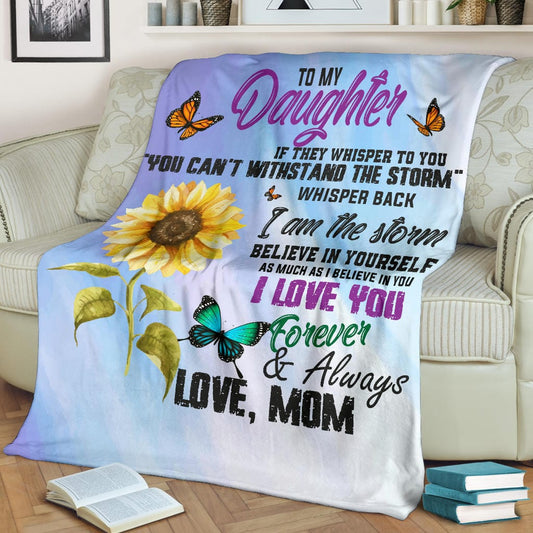 Mom to Daughter - Storm - Premium Fleece Blanket