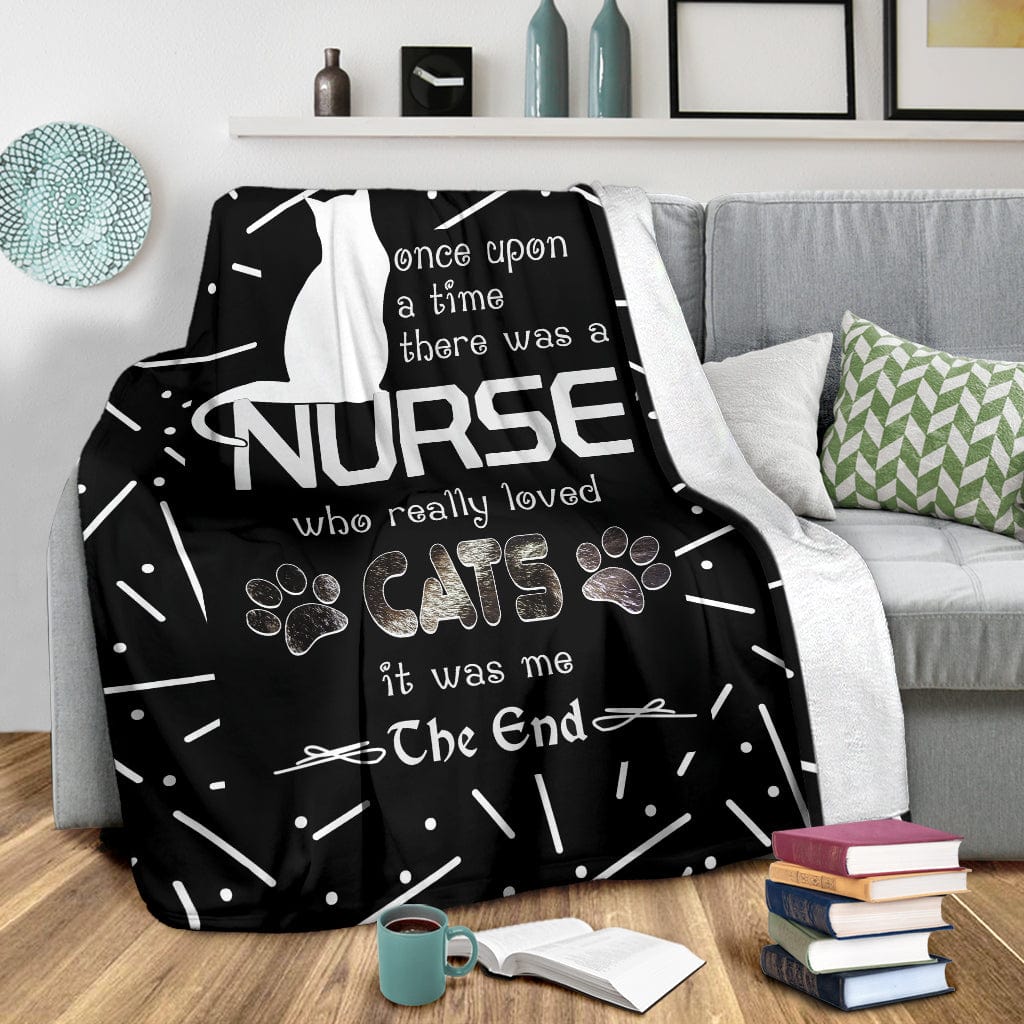 Cat Lover Nurse Premium Fleece Blanket