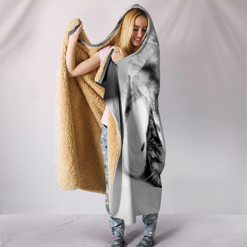 Cat Lovers Plush Lined Wearable Hooded Blanket