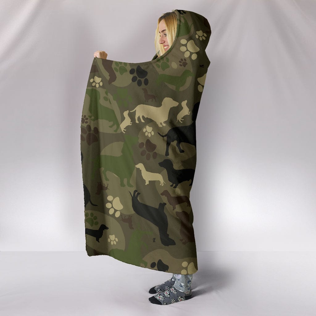 Dachshund Camo Hooded Blanket