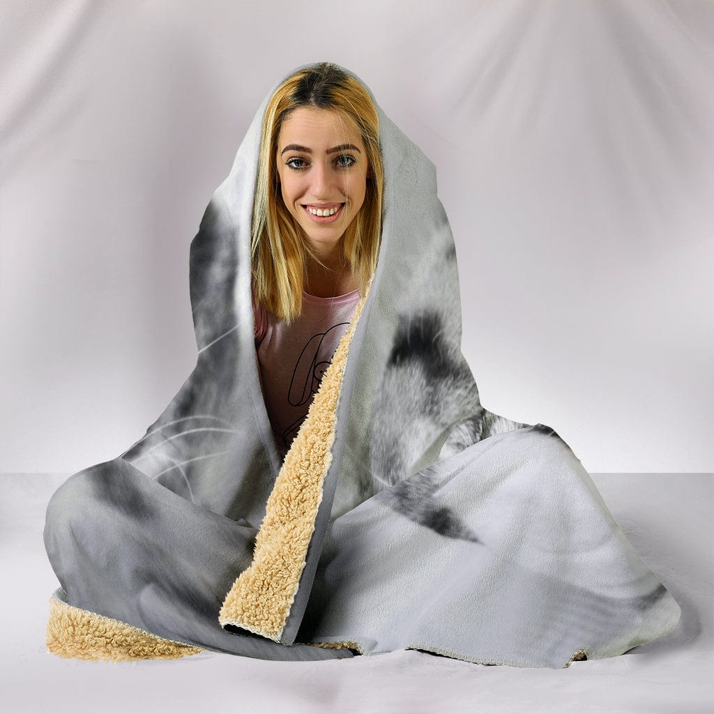 Cat Lovers Plush Lined Wearable Hooded Blanket